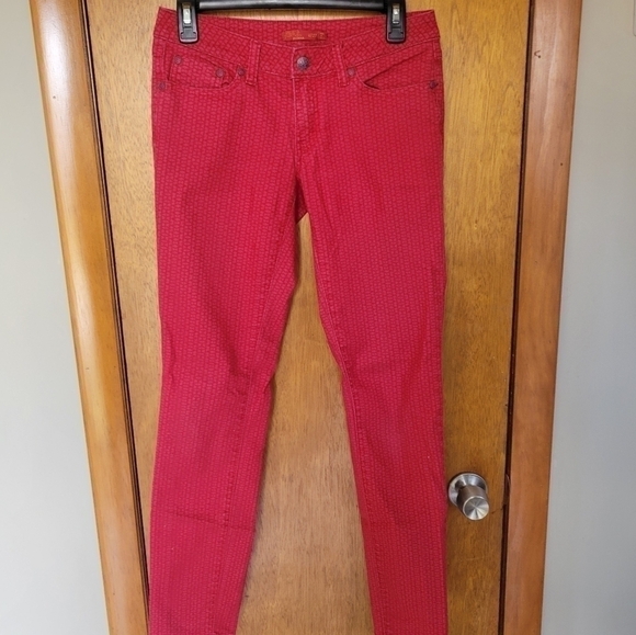 Prana Kara Slim Straight Jeans Red Geo Print Size 4 - Picture 2 of 4